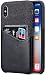 Produktbild lopie iPhone X Hülle mit Kartenfach, iPhone X Hülle Leder, [Sea Island Cotton Series] Stoff Echtleder Wallet Schlankem Card Holder Handy Schutzhülle für Apple iPhone 10 / X Case Cover- Schwarz