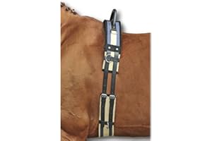 HKM Pferde Longiergurt mit Haltegriff – Gurt zum Longieren aus besonders strapazierfähigem Canvas-Material und Strupfen aus Leder | Ausführung: Shetty (Dunkelblau-Beige)