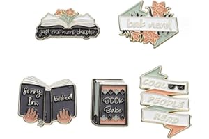 FORINC 5pcs Cool People Read Ribbon Enamel Pins Creative Flower Book Babe Alloy Brooch Badge Cute Funny Lapel Jewelry Accessories Gift For Kids Friends
