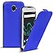 Produktbild Conie Flip Hülle kompatibel mit Wiko WIM, PU Ledertasche in Blau klappbare Handyhülle innen weich gefüttert
