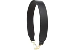 SANTIMON Anses en Bandouliere pour Sac Sangle Simili Cuir Anse de Sac Femmes Lanière Chaîne Épaule pour Sac à Main Pochette avec Métal Mousqueton (Noir)