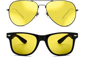 RICCARDO MATEROSSI 2 Pack Night Vision Glasses For Driving | HD Anti Glare Vision | Unisex | Premium UV400 Yellow Lenses | Prevent Eye Strain & Fatigue During Night-Time Driving Jogging Cycling Walking | UK Based Brand