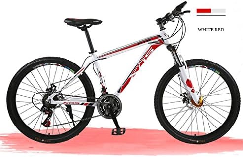 XPDCD Mountain bike/ ride bike 27 (24) (21) speed 26 inches / 700CC neutral adult student SHIMANO disc brakes hanging fork aluminum alloy frame ordinary / standard ( Color : WHITE RED , UnitCount : 27 )