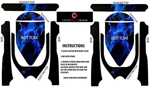 Self Balance 2 Wheel Hover Board Scooter - Protective Skin Wrap - Adhesive Vinyl Decal (BLUE SMOKE)