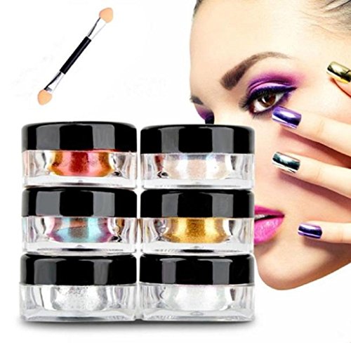 Covermason 12 Farben Nagel Glitzerpuder Glitzer Pulver Leuchtenden Nagel Spiegel Pulver Make up Kunst-DIY Chrome - 3