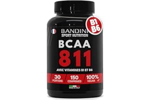 Bandini® BCAA 8.1.1 | Acides Aminés à Chaîne Ramifiée, Leucine, Isoleucine, Valine + Vitamine B1 et B6 | Récupération Musculaire Pré et Post Workout | Acide Amines 8:1:1 (150 unité (Lot de 1))