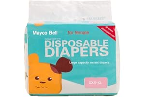 Mayco Bell 10 szt. Pieluchy menstruacyjne dla zwierząt domowych, jednorazowe, damskie chusty, menstruacyjne, papierowe pieluchy, szczeniak, szorty, bielizna, majtki, XXS (talia 14-28 cm, waga 0,5-1,5 kg)
