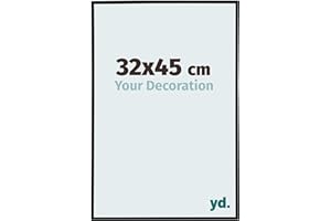 YD. Your Decoration - Cadre photo 32x45 cm - Noir Mat - Cadre Photo en Plastique Avec Verre acrylique - Anti-Reflet - Cadre 32x45 - Evry