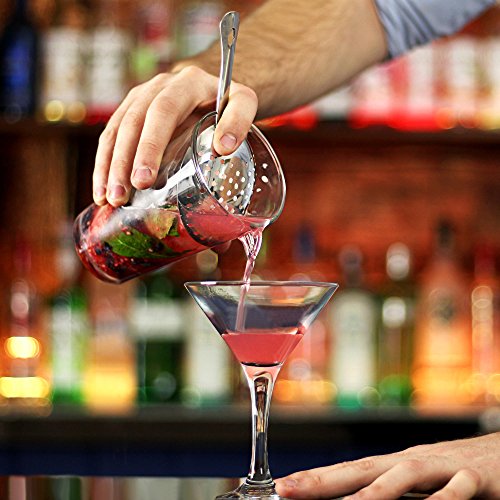 bar@drinkstuff Barkeeper-Set, Mixer und Glas, verdrehtem Mischlöffel, Ausgießer, Messbecher und 3 Sieben - 4