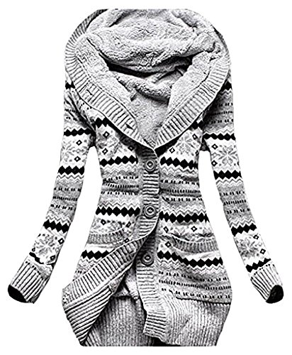 Preisvergleich Produktbild Damen Warme Elegant Locker Langarm Kapuzenjacke Kapuzenshirt Oberteile Outwear Print Kapuzenpullover Kapuzenpullis Blusen Pullover Strickmantel Kimono (XL, Foto Color)