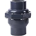 Swing Check Valve, PVC Double Union Solvent Weld Pipe Fittings for Metric Pressure Pipe, DN40 Φ50mm, Model HA7144D