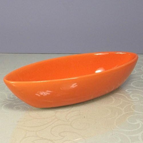 Homestreet Oval Ceramic Display Bowl With Felt Protectors Underneath - Quality Interior Gifts (Orange Glazed)