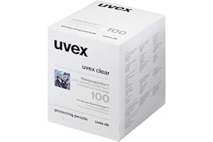 uvex Våtrengöringsdukar för glasögon 100 stycken, individuellt förpackade, silikonfria, för rena glasögon på språng