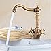 Produktbild Qwer Continental alle Kupfer Masse unten Becken antiken Wasserhahn Einloch Double Dual Control heiße und kalte Sepia Cross Rad Wasserhahn