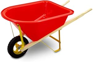 MS POINT Kinderschubkarre Schiebkarre Schubkarre für Garten Sandkasten und Strand (Rot)