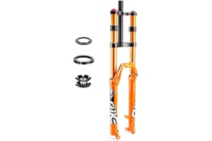 LHHL 26/27.5/29 Pulgadas Recorrido 130mm BTT Horquilla Suspensión Aire 1-1/8" Tubo Recto QR 9mm Doble Hombro Bloqueo Manual Horquillas Delanteras Mountain Bike (Color : Orange, Size : 27.5 Inch)