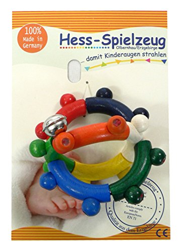 Hess Holzspielzeug 11190 Motorikrassel Kugel aus Holz, circa 9 cm - 2