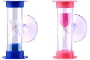 REQAG 2 Pezzi Clessidra Spazzolino Clessidra Clessidra Tre Minuti con Ventosa per Giochi, Cucina, calcolo del Conto alla rovescia del Tempo di spazzolatura dei Denti