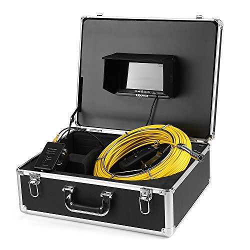 Lixada Écho sondeurs et détecteurs IP68 Imperméable à l'eau Endoscope Industriel Endoscope Système d'inspection Serpent caméra 7'Moniteur LCD 12 LED Vision Nocturne avec Roue de Guidage 50M