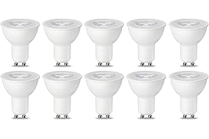 ‎AMAZON BASICS Amazon Basics Żarówka LED GU10, źródło światła punktowego, 5,5 W (odpowiednik 50 W), ciepła biel, z możliwością przyciemniania, opakowanie 10 sztuk