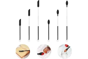 Feliciay 2 espátulas y cucharas telescópicas de silicona, mini espátulas reutilizables de silicona, mini espátulas para cosméticos, espátula de mermelada extensible (negro)