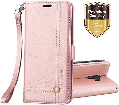 Ferlinso Galaxy S9 Plus Case, Elegant Retro Leather with ID CRose Goldit Card Slot Holder Flip Cover Stand Magnetic Closure Case for Samsung Galaxy S9 Plus (Rose Gold)
