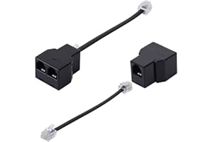 SHONCO Adaptador de Cables Telefónicos,1 en 2 out RJ11 Divisor Y con Cable RJ11 6P4C,Y Splitter para teléfono fax (2 Piezas, Negro)
