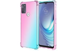 EASSGU Funda para Motorola Moto g50 4G (6.5" Inches), Carcasa Protectora de Color Degradado Transparente, Case para Teléfono Anticaída y Antiarañazos - Rosado Verde