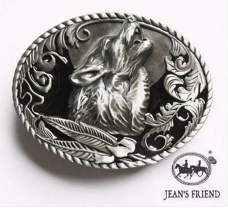belt new buckles men western cowboys cool vintage wolf ornate silver black