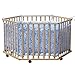 BABY VIVO WOODEN PLAYPEN 6-SIDE WITH REMOVABLE WASHABLE INLAY BLUE