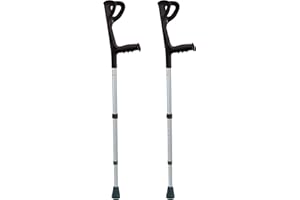 P AGE Stampelle Ortopediche Regolabili per Adulti, in Alluminio Anodizzato, Supporto Avambraccio (Nere, Adulto)