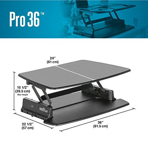 Sitz-Steh-Schreibtisch – Steharbeitsplatz – VARIDESK Pro 36 für ein bis zwei Monitore – Schwarz - 5