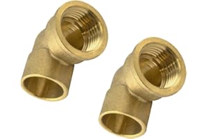 INSPIREPRO (2 unidades) Codo mixto rosca hembra 15MM X 1/2, Codo para soldar en tubo de cobre de 15 mm de diámetro salida 1/2