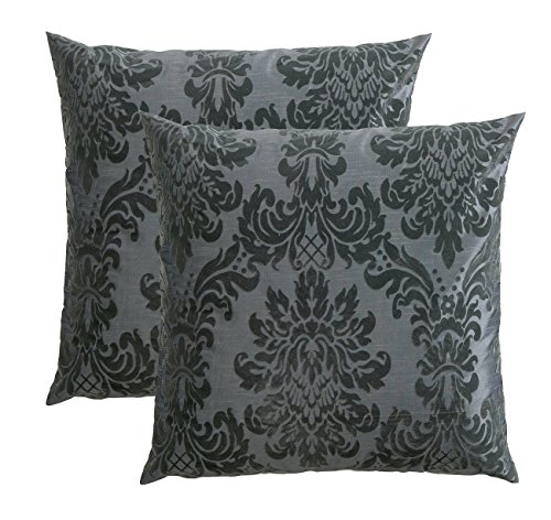 Opus Kissenhülle ca. 50 x 50 cm Taft Samt Flockdruck Farbe 03 Grau (2er Set)
