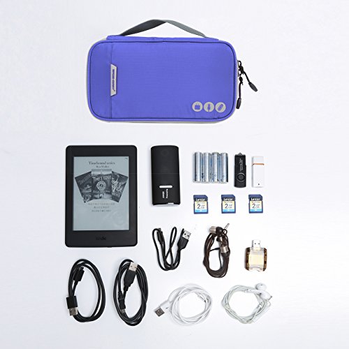 BAGSMART Kompakte Eletronik Kabeltasche Doppelte Fächer für USB Sticks, Kabel, Speicherkarte Blau - 3