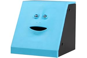 Bomoya Face Eating Money Boxes for Adults & Kids Automatic Piggy Bank Money Saving Collection Coin Jar Children Toys Gifts Battery Operated Home Decoration (Face Eating Bank, Blue) (#1)
