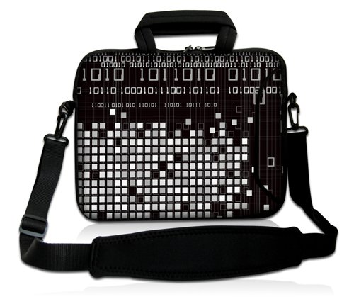 Luxburg® Design Laptoptasche Notebooktasche Sleeve mit Schultergurt und Fach für 13,3 Zoll, Motiv: Binärzahlen