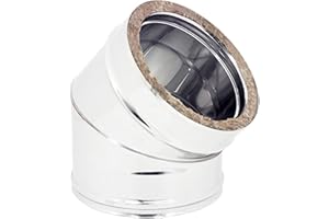 ALLINOX Curva Aperta Doppia Parete 45° Coibentata Acciaio INOX Gomito Per Canna Fumaria (DN 250/300)