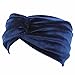 Produktbild Kumkey Damen Sport Stirnband Elastische Samt Bandanas Turban Gekreuzt Twist Headband Schweißband Atmungsaktives Haar Band für Laufen, Crossfit, Fitnessstudio Fitness Laufen Yoga (Marineblau)