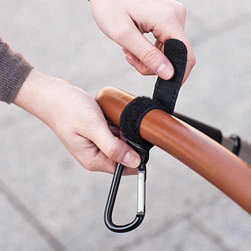 2er Pack Kinderwagenhaken | Kinderwagen Haken | Taschenhalter | Befestigungshaken Für Wickeltasche, Einkaufstasche | Karabiner mit Klettverschluss | Kinderwagenbefestigung | Stroller hooks von Paents - 2