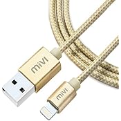 Apple MFi Certified 6ft long Nylon Braided Original Mivi Tough Lightning Cable for iPhone, iPad and iPod, Super fast charging up to 2.4Amps (Gold)