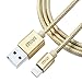 Apple MFi Certified 6ft long Nylon Braided Original Mivi Tough Lightning Cable for iPhone, iPad and iPod, Super fast charging up to 2.4Amps (Gold) RS.999.00