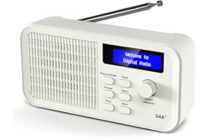 OiDiPi DAB Radio Portable, DAB+ FM Radios, Battery Powered Small Digital Radio, with LCD Display, 15 Hours Running Time, 40 Preset Stations, 3.5 mm Headphone Jack (White)