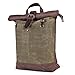 Price comparison product image H-ANDYBAG Mens Waxed Canvas Roll Top Laptop Backpack 15 inch Army Green