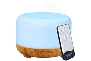 Hantoc Diffusore di Oli Essenziali 450ml, Umidificatore Ultrasuoni Diffusore di Aroma Diffusori Oli Profumati Nebulizzatore Silenzioso Automatico 7 Colori LED per Yoga Spa
