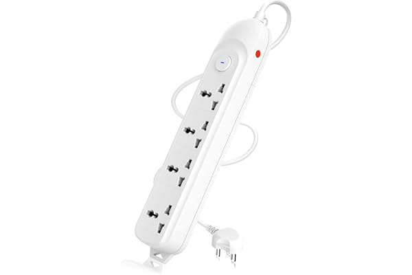 Cablet Extension Board 1500W 6A 4 Universal Multi Plug Sockets with Surge Protector, Overload Protection, 1.8M Heavy Duty Cord, LED Indicator Master Switch, Spike Guard Power Strip for Home & Office