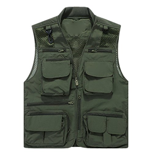 Sommer-Mesh-Weste Männer Schnell Trocknend Atmungsaktiv Im Freien Klettern Fotografie Weste ArmyGreen