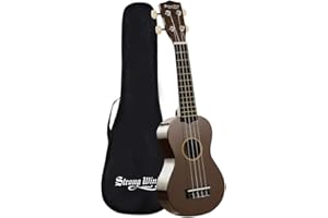 HUAWIND Sopran-Ukulele, 21 Zoll, 4 Saiten, Hawaii-Ukulele, mit Tasche, für Kinder, Studenten, Freunde, Anfänger und Erwachsene (Braun)