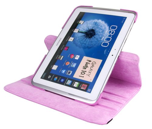 gada – Samsung Galaxy Tab 3 P5200 P5210 P5220 360° drehbare Tasche aus Leder-Imitat mit praktischer Standfunktion in schickem Rosa / Pink inkl. kostenloser Displayfolie und Touch Pen - 3