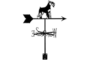 ANCNA-U Metal Weathervane Little Dog Animal Ornament Wind Direction Indicator Roof Decoration Accessories for Garden Patio Outdoor Yard, Schnauzer
